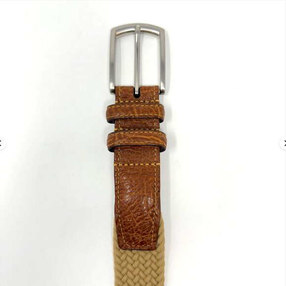 Torino Leather Co Woven Elastic Belt Khaki Brown 54 - Picture 3 of 8